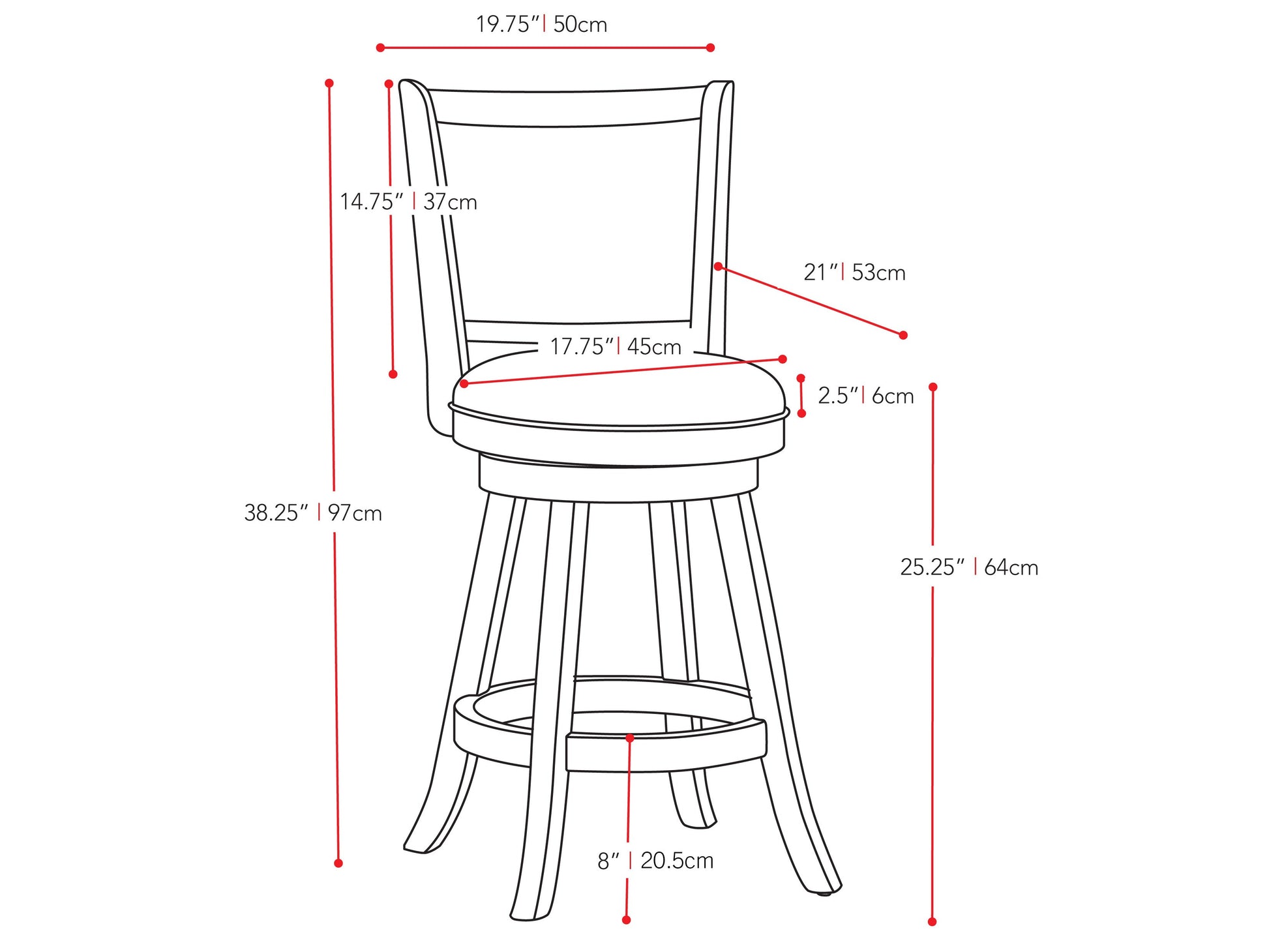 White counter height bar stools, set of 2, with cushioned seats, metal legs, and a modern design.