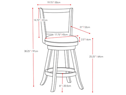 White counter height bar stools, set of 2, with cushioned seats, metal legs, and a modern design.