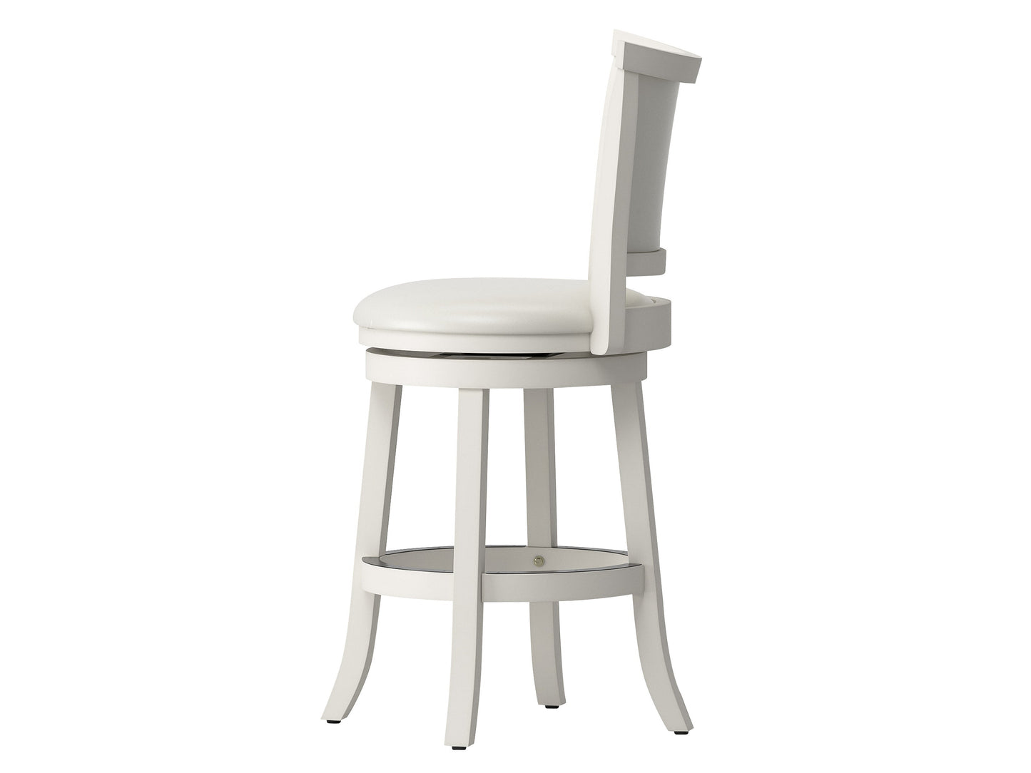 White counter height bar stools, set of 2, with cushioned seats, sleek metal legs, and modern design.