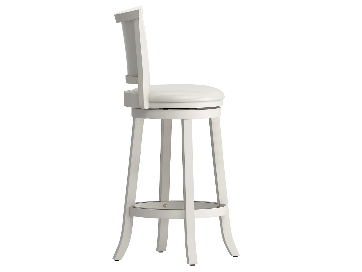 White bar height bar stools set of 2 with cushioned seats, sleek metal legs, and modern design.