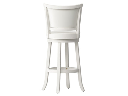 White bar height bar stools, set of 2, with cushioned seats and sleek chrome legs, perfect for modern kitchens and bars.