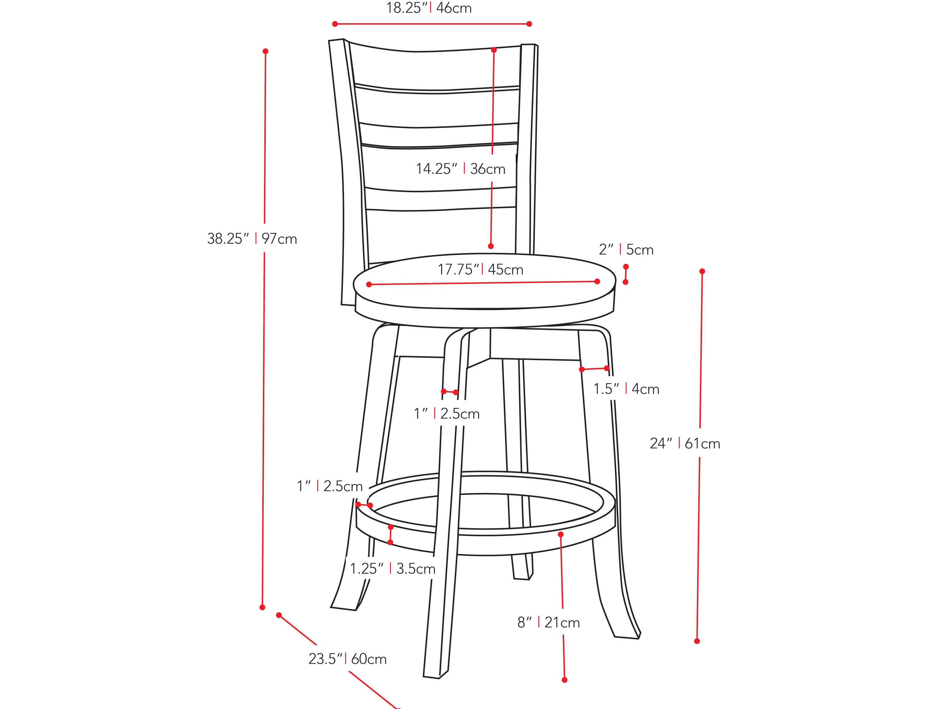 Counter height wood bar stool with a dark walnut finish, featuring a curved backrest, smooth seat, and sturdy legs with a footrest. Ideal for kitchen counters or home bars, blending rustic charm with modern design.