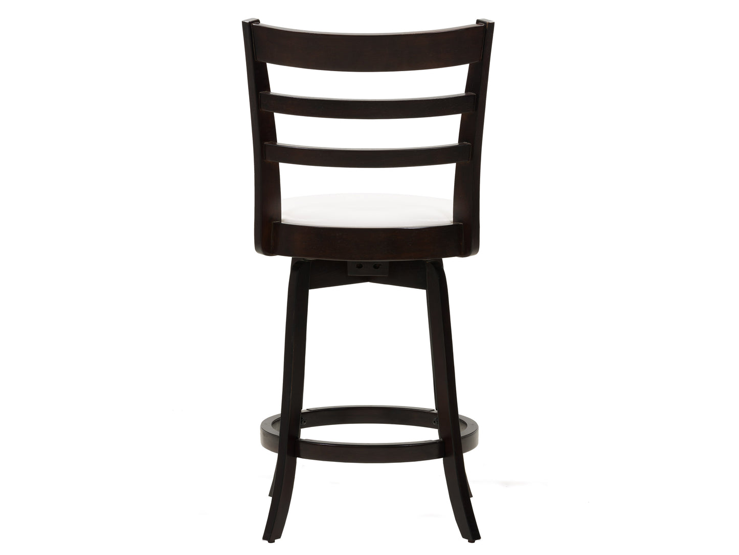 Modern wood bar stool with sleek black frame, rich walnut seat, and footrest, counter height, minimalist design, perfect for kitchen islands and home bars.