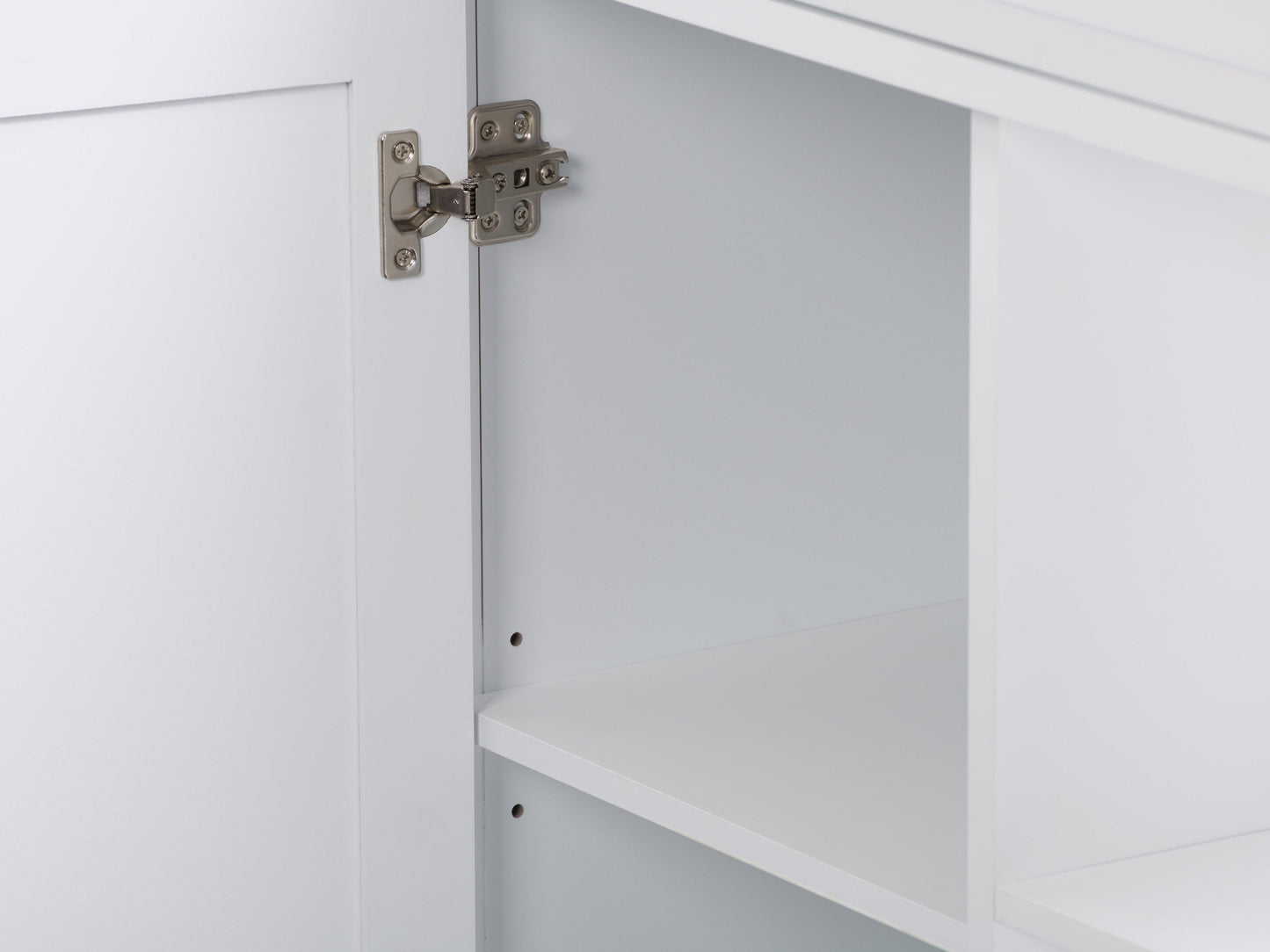 White kitchen cart on wheels with wooden top, storage shelves, and drawers; ideal for modern kitchens.