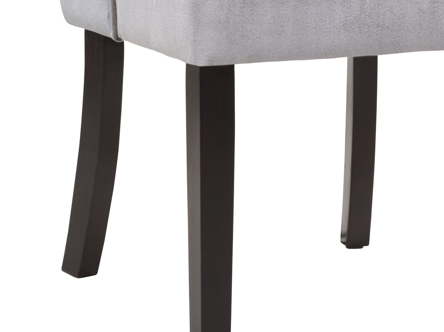 Gray fabric accent chair set of 2 with tufted backrest, wooden legs, and sleek modern design. Perfect for living room or office, providing both style and comfort.