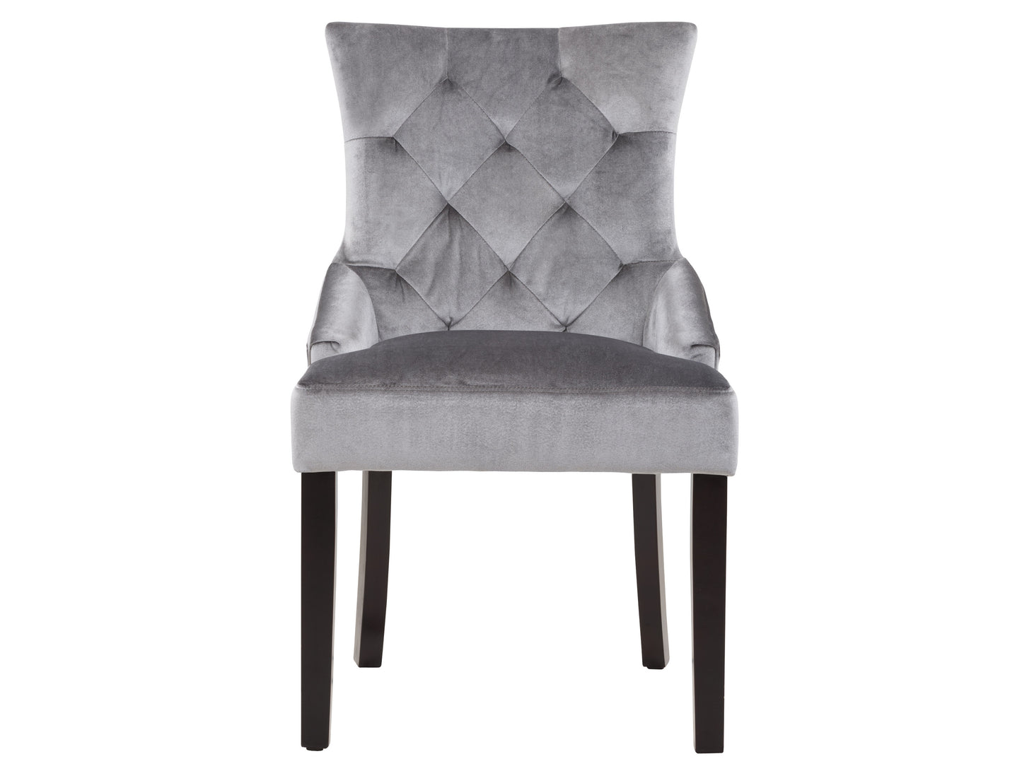 Modern accent chairs set of 2 with sleek black metal frame, plush gray upholstery, and tufted backrest. Ideal for living room or office, these chairs offer a blend of comfort and contemporary style.