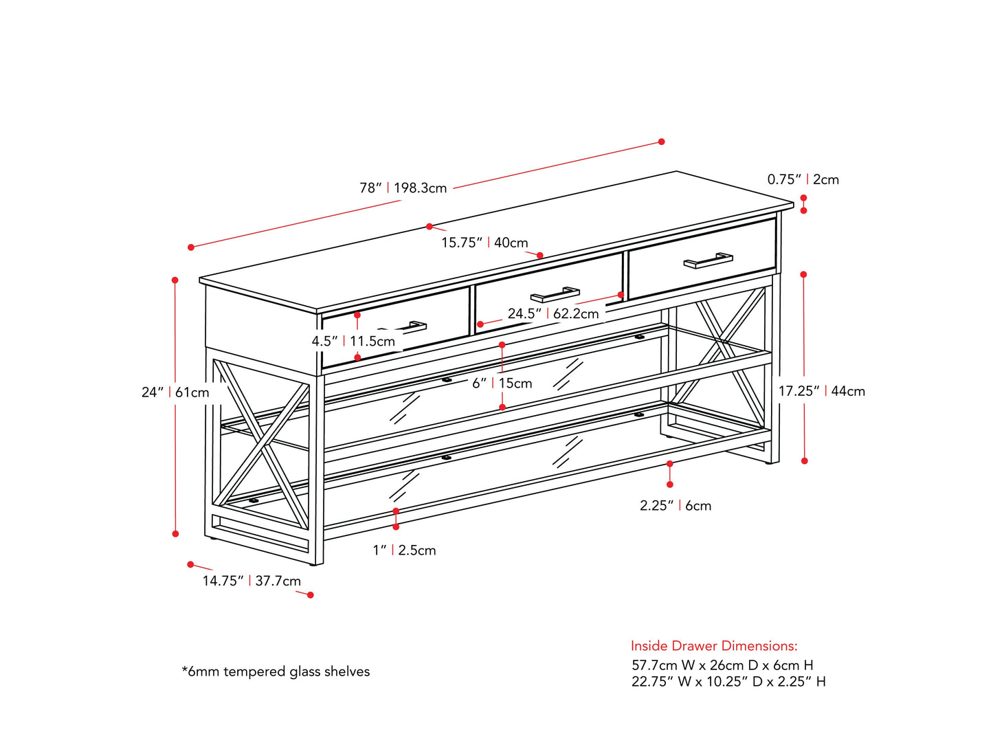 Cherry brown TV stand for 95" TVs, sleek design with open shelves and cable management.