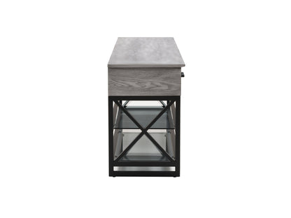 Grey TV stand for 95" TVs with sleek design, ample storage, and modern metal legs.