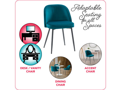 Teal 4-piece bistro dining set with cushioned chairs, round table, and sleek metal frame.