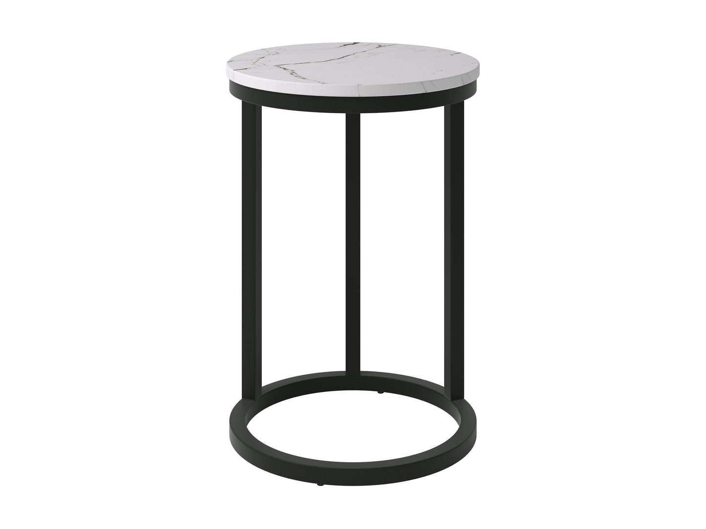 White marble round side table with gold metal legs, minimalist design, and elegant finish.