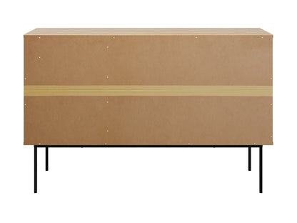 Light brown wood sideboard buffet with sleek design, ample storage, and minimalist metal handles.