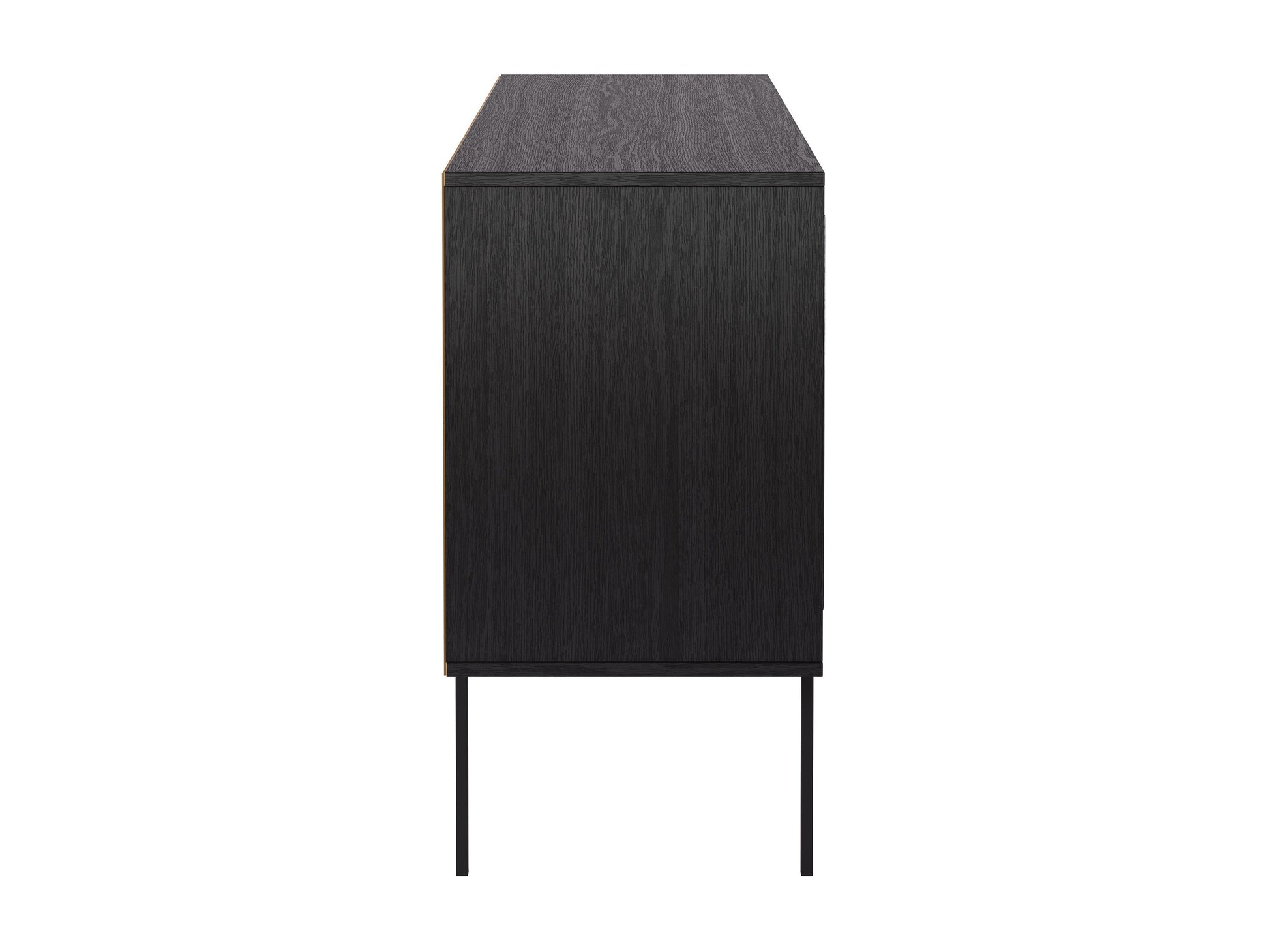 Black wood sideboard buffet with sleek design, ample storage, and modern metal handles.