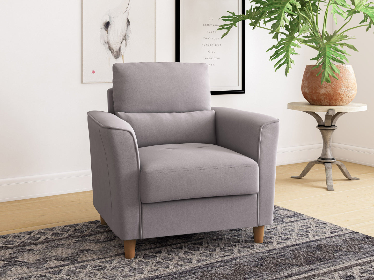 light grey Modern Accent Chair Caroline Collection measurements diagram by CorLiving#color_caroline-light-grey