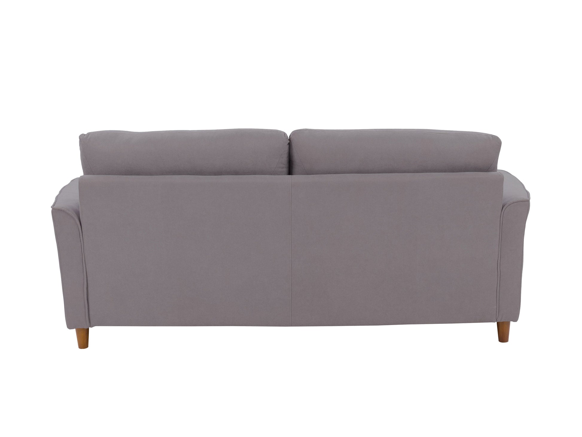 Light grey 3 seater sofa with wooden legs, tufted cushions, and minimalist design for modern living rooms.