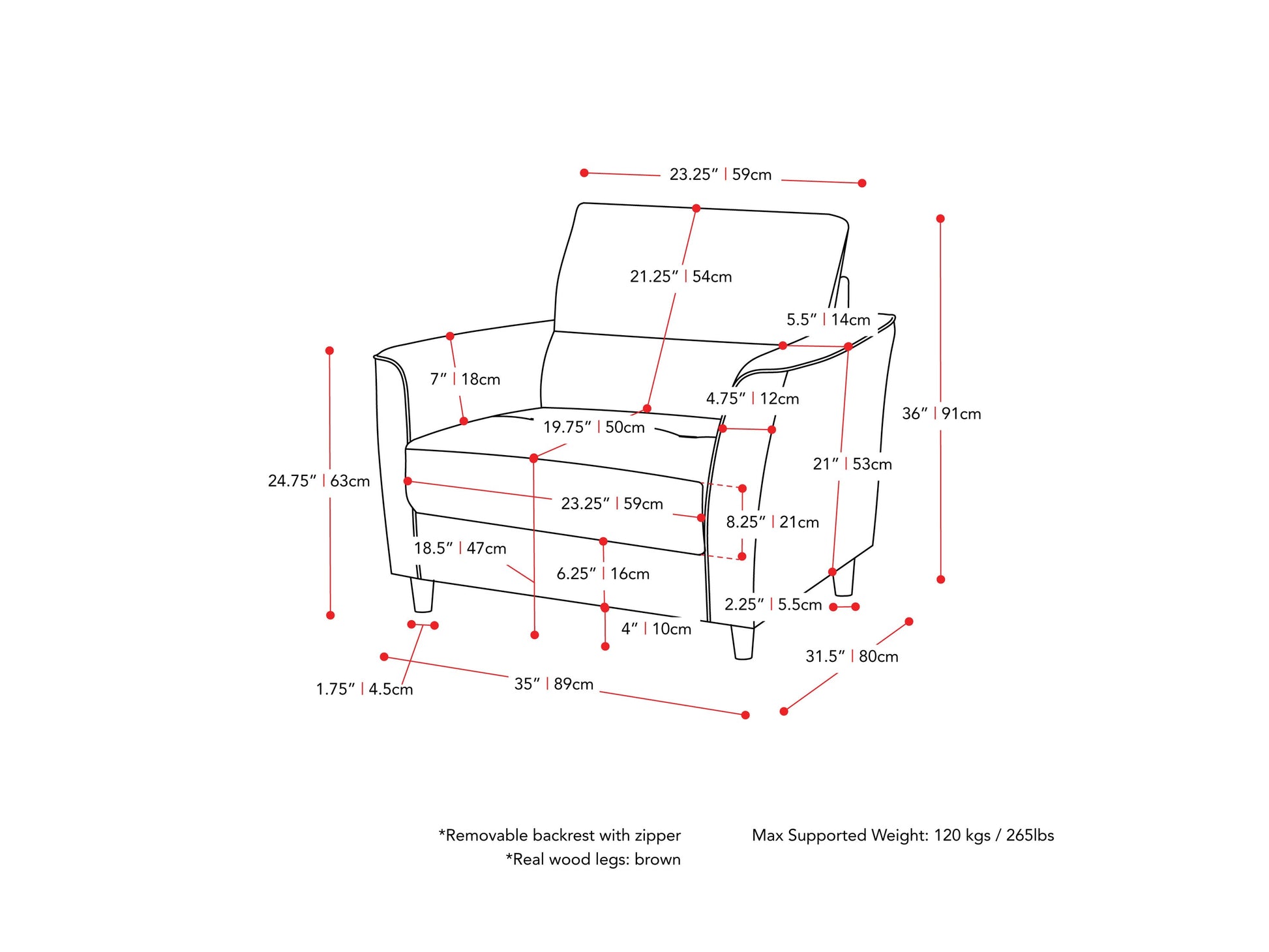 light grey 3 Piece Living Room Set Caroline collection measurements diagram by CorLiving#color_light-grey