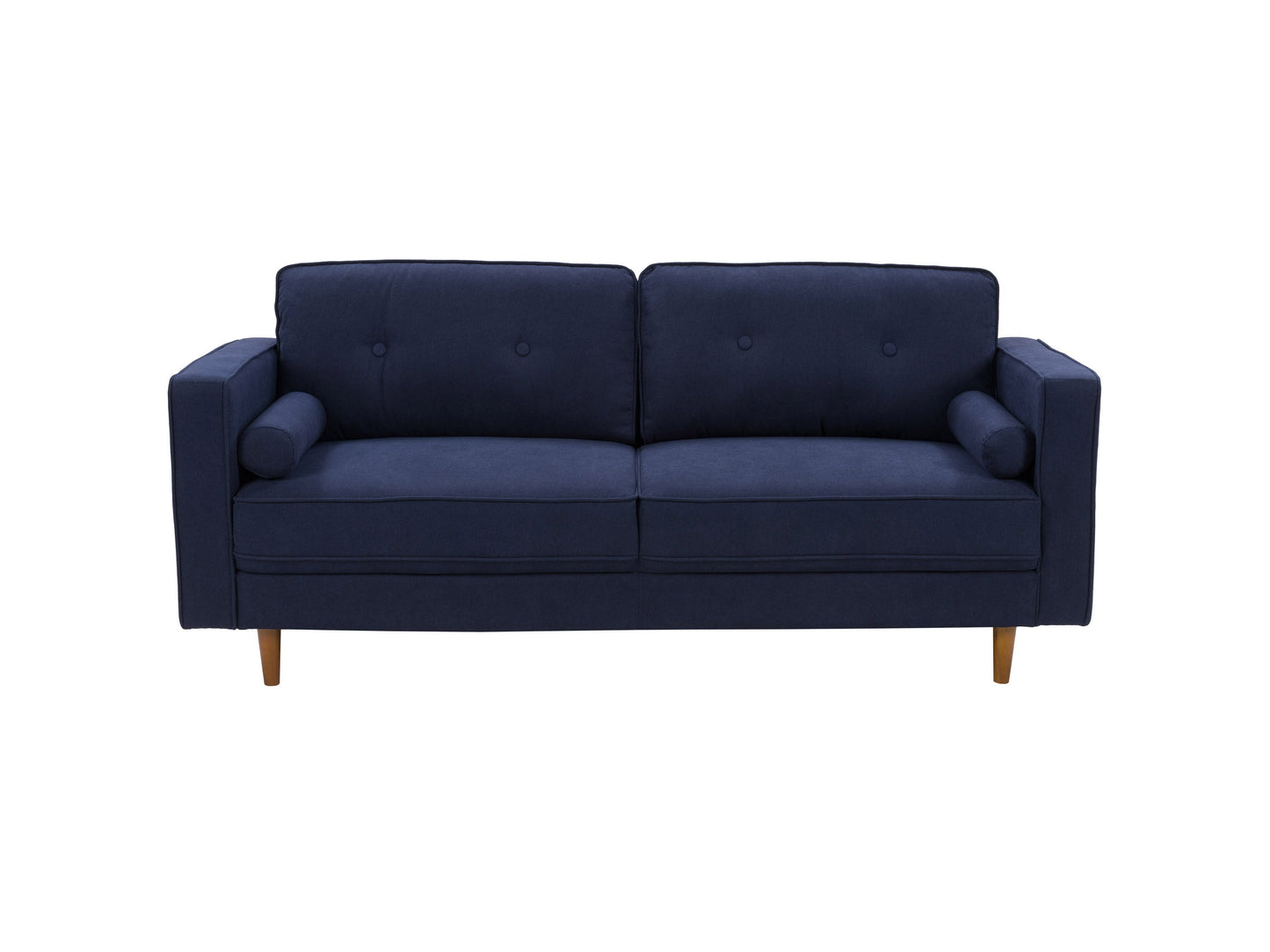 Navy blue 4-piece living room sofa set with plush cushions, modern design, and sturdy wooden legs.