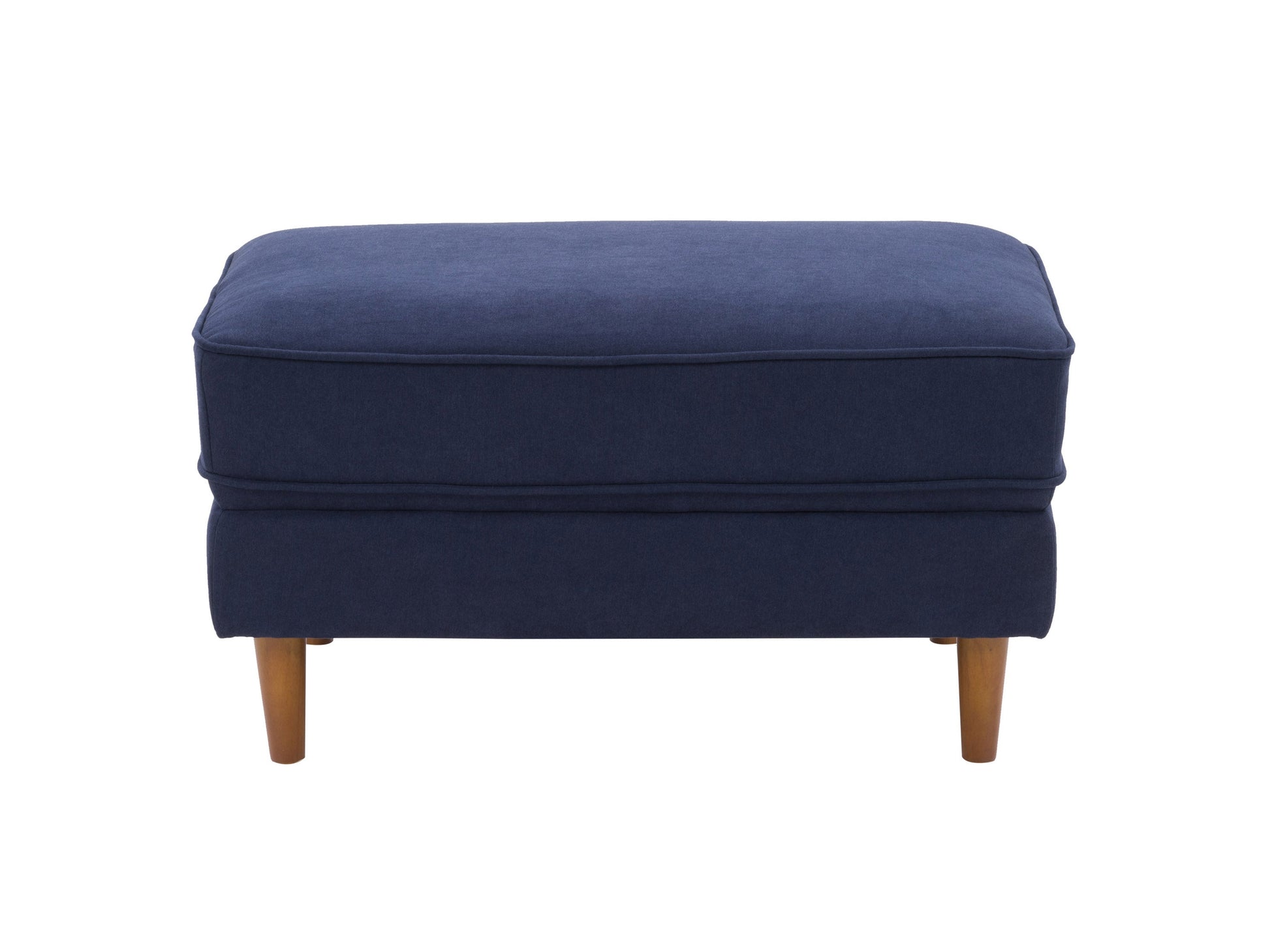 Navy blue 4-piece living room sofa set with plush cushions, wooden legs, and modern design.