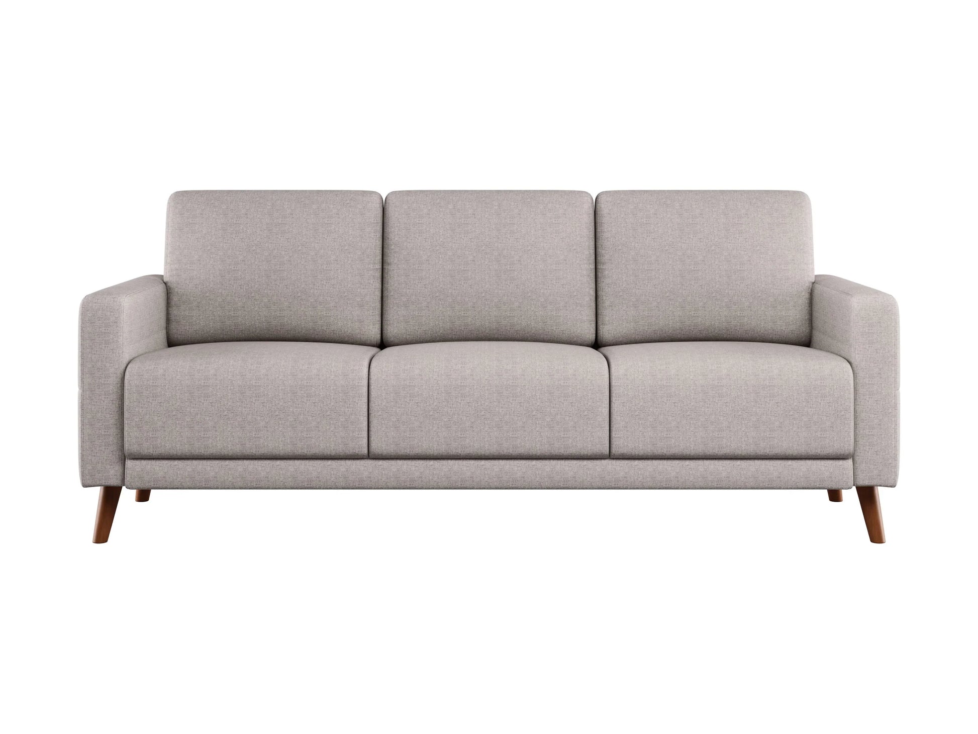 Gray modern sectional sofa with stainless steel legs, featuring plush cushions and a sleek, minimalist design. Ideal for contemporary living rooms, made with high-quality fabric for durability and comfort.