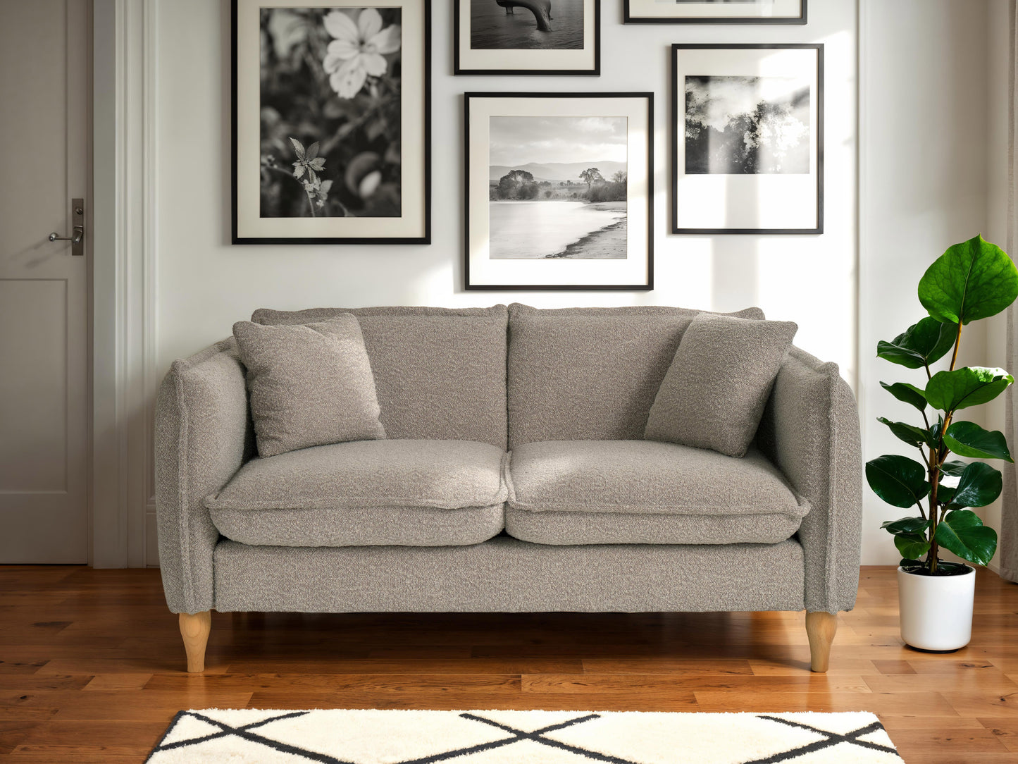 Light Gray Boucle Loveseat