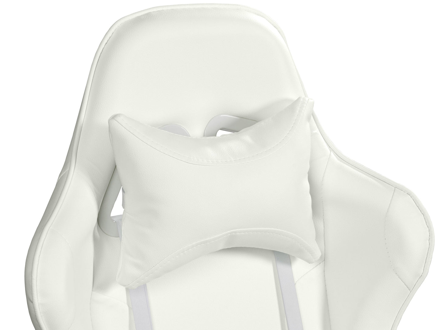 White reclining gaming chair with ergonomic design, padded armrests, and adjustable headrest for ultimate comfort.