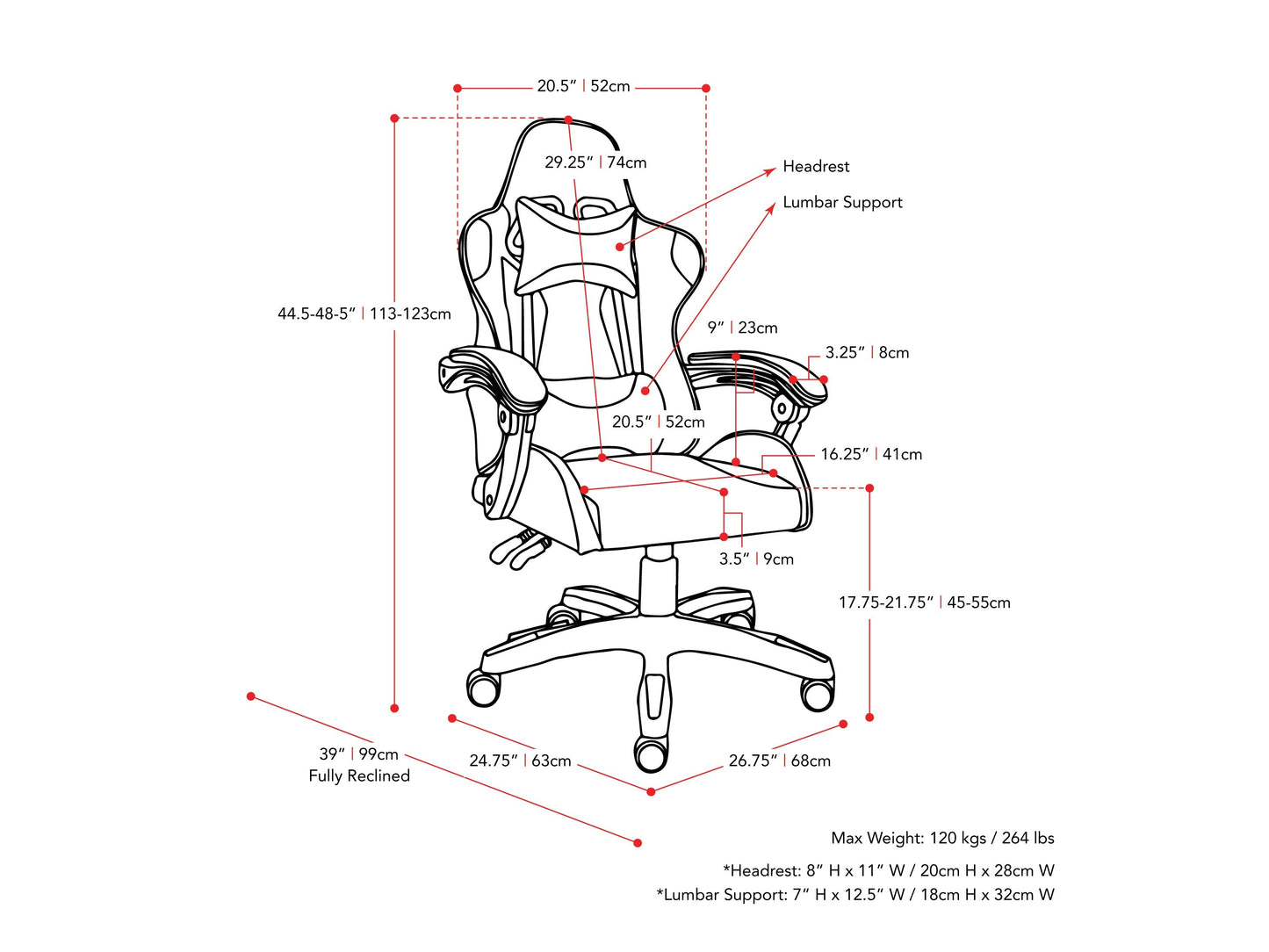 Black reclining gaming chair with ergonomic design, padded armrests, and adjustable headrest for ultimate comfort.