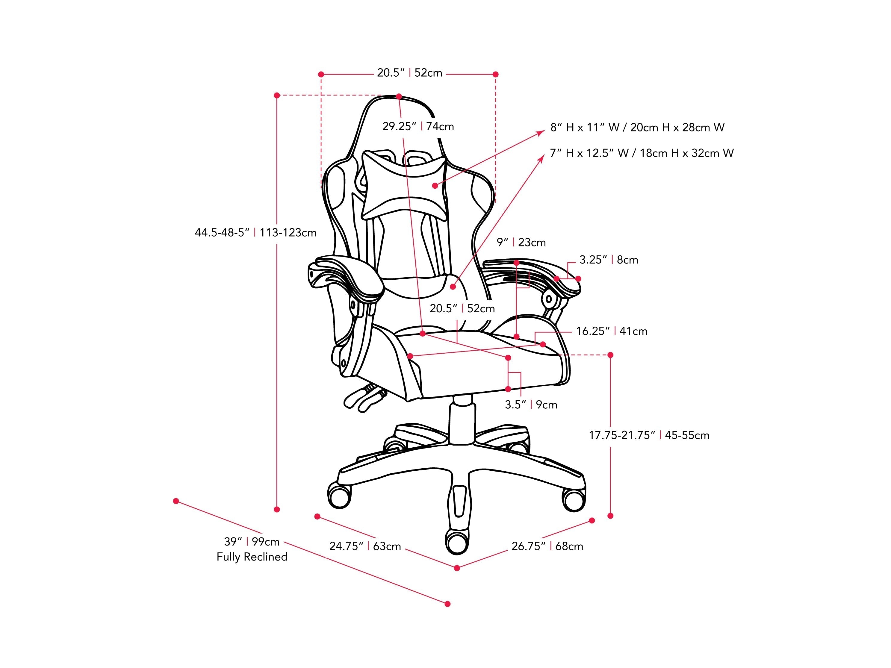 Purple and white reclining gaming chair with ergonomic design, adjustable armrests, and high-density foam padding.