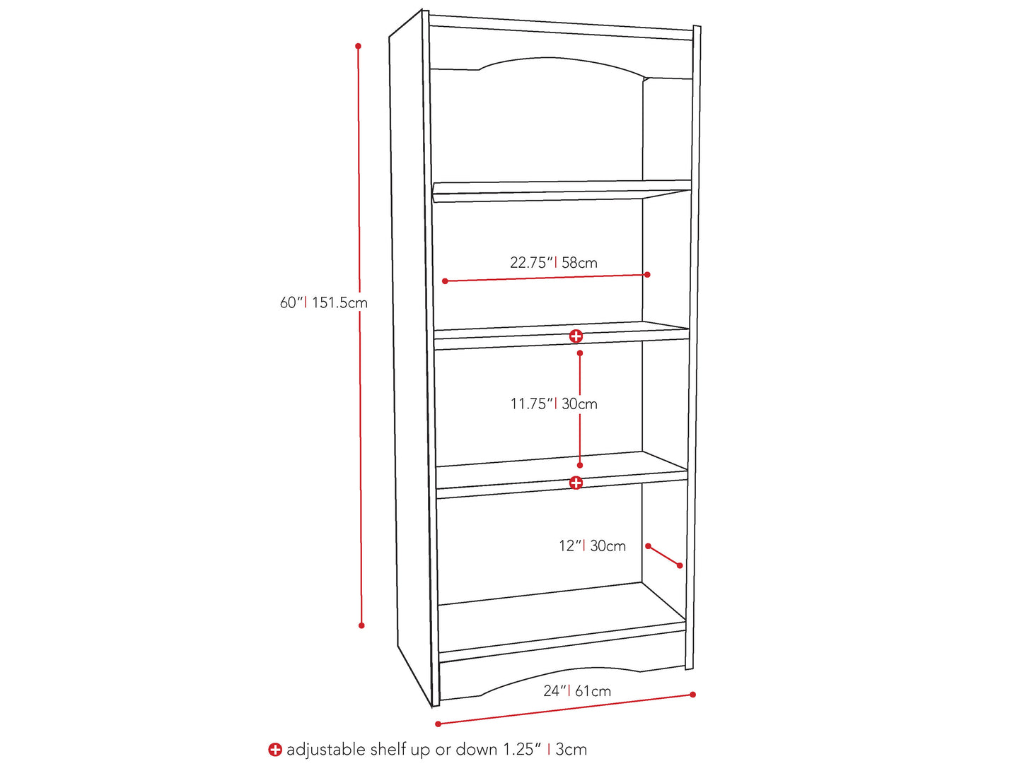 Tall black bookcase with five shelves, 60-inch height, sleek modern design, sturdy wooden construction, ideal for books and decor, perfect for living room or office storage.