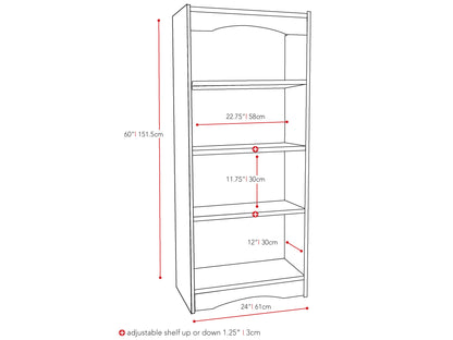 Tall black bookcase with five shelves, 60-inch height, sleek modern design, sturdy wooden construction, ideal for books and decor, perfect for living room or office storage.