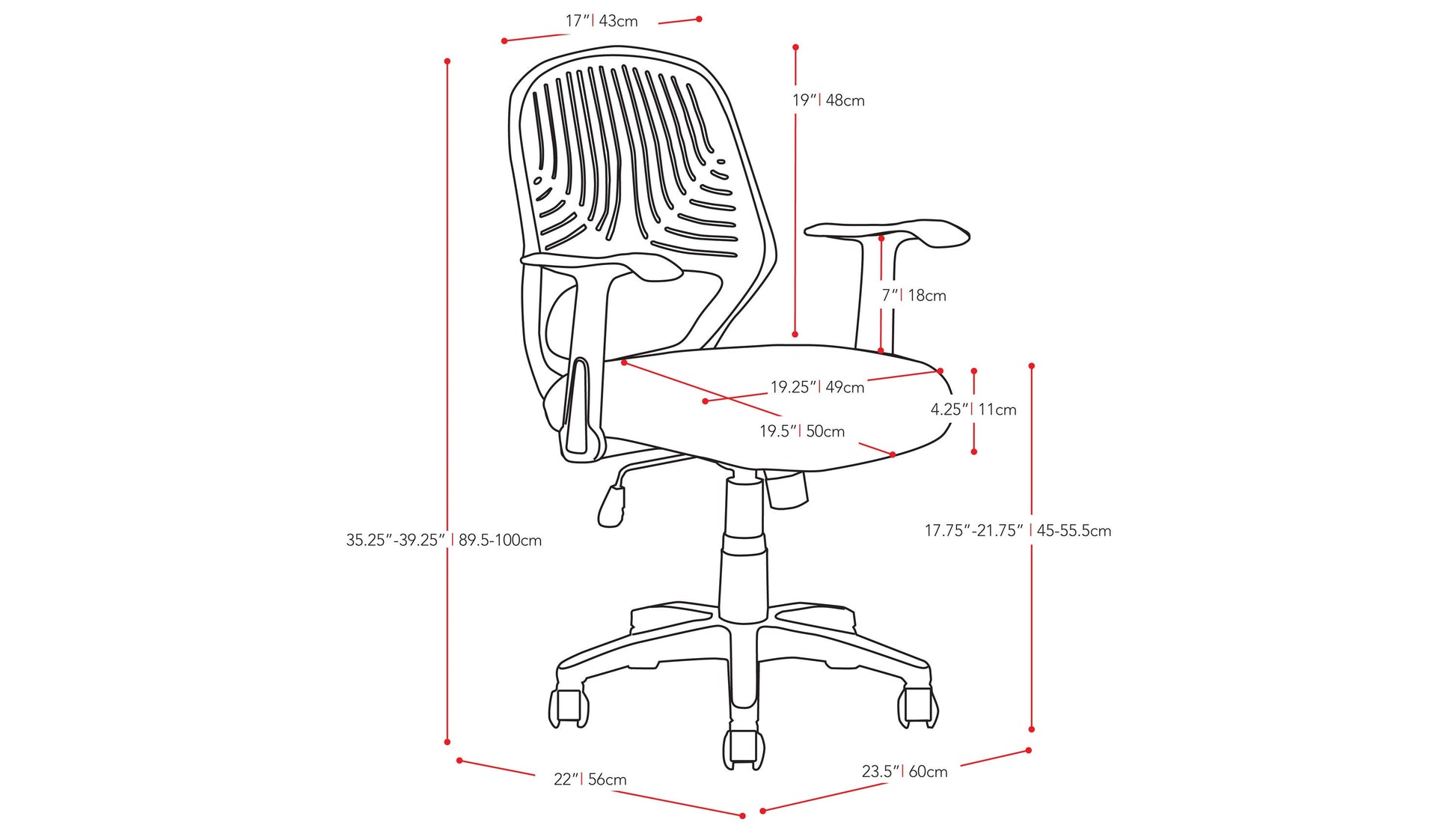 Blue mesh office chair with ergonomic design, adjustable height, and lumbar support.