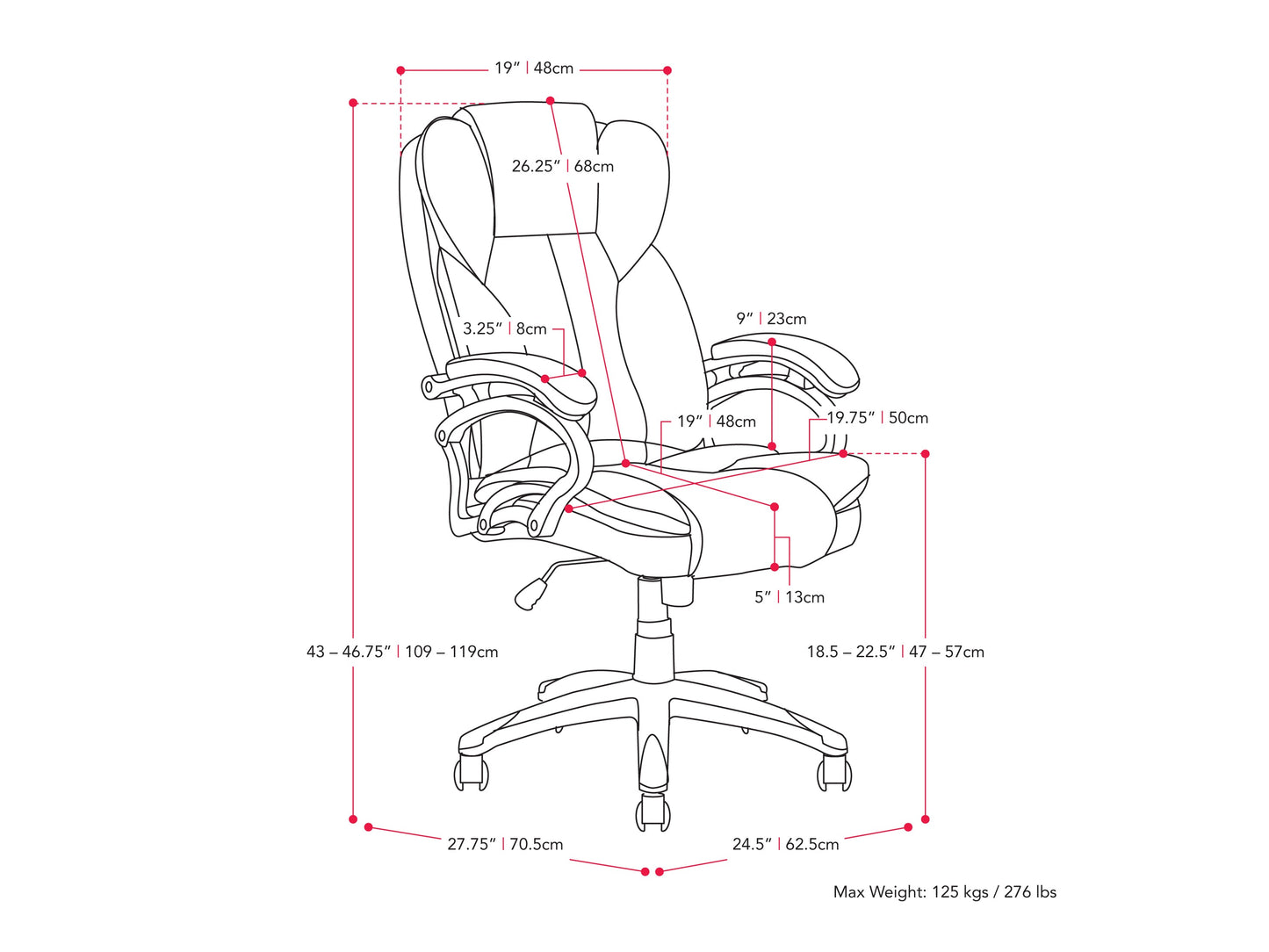 Black executive office chair with ergonomic design, adjustable height, and cushioned seat for office use.