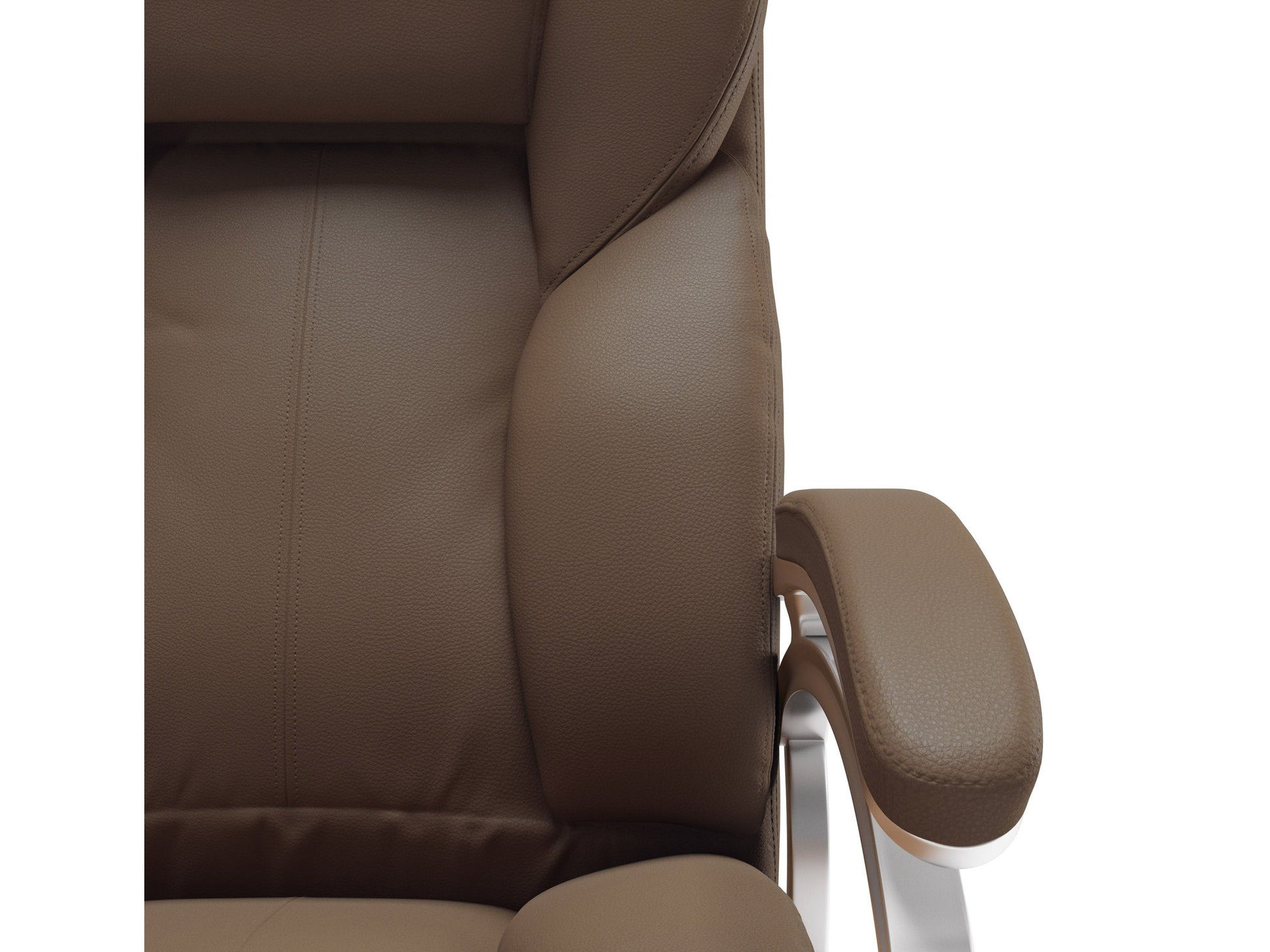 Caramel brown executive office chair with adjustable height, ergonomic design, and plush leather upholstery.