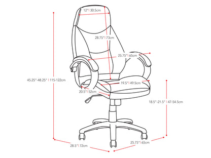 Ergonomic office chair with lumbar support, featuring black mesh backrest, padded seat in dark grey fabric, adjustable armrests, and a five-wheel base for easy mobility.