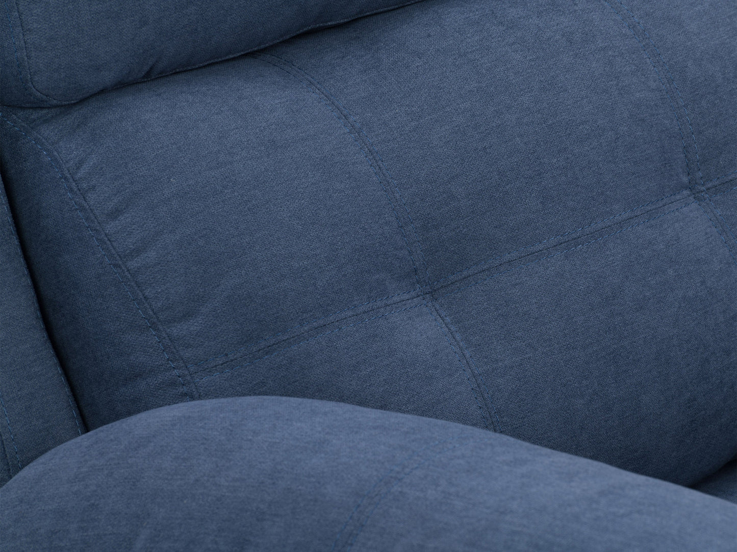 Blue extra wide recliner with plush cushions, ergonomic design, and durable upholstery.