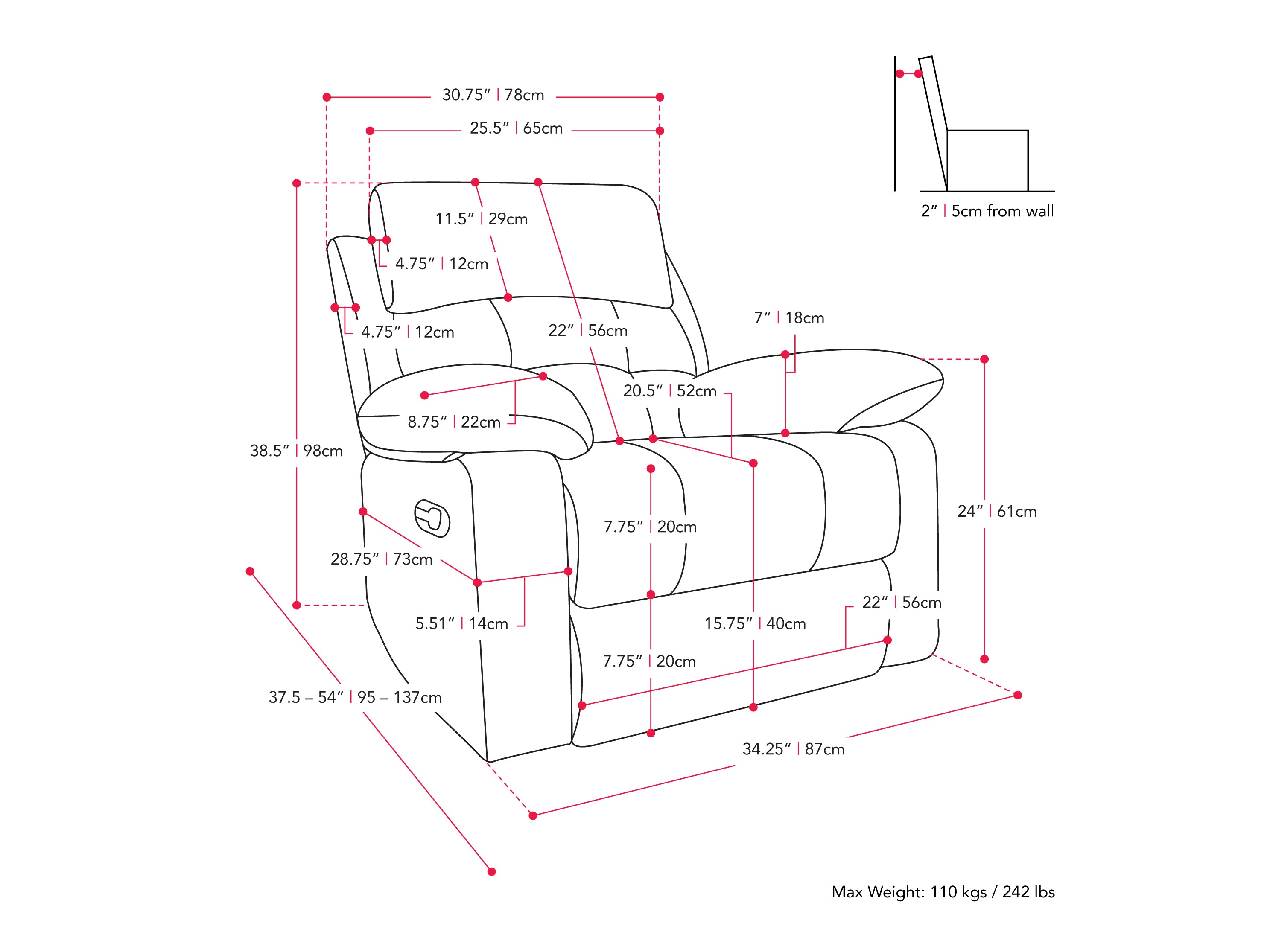 Extra wide blue recliner with plush padding, ergonomic design, and durable fabric upholstery.