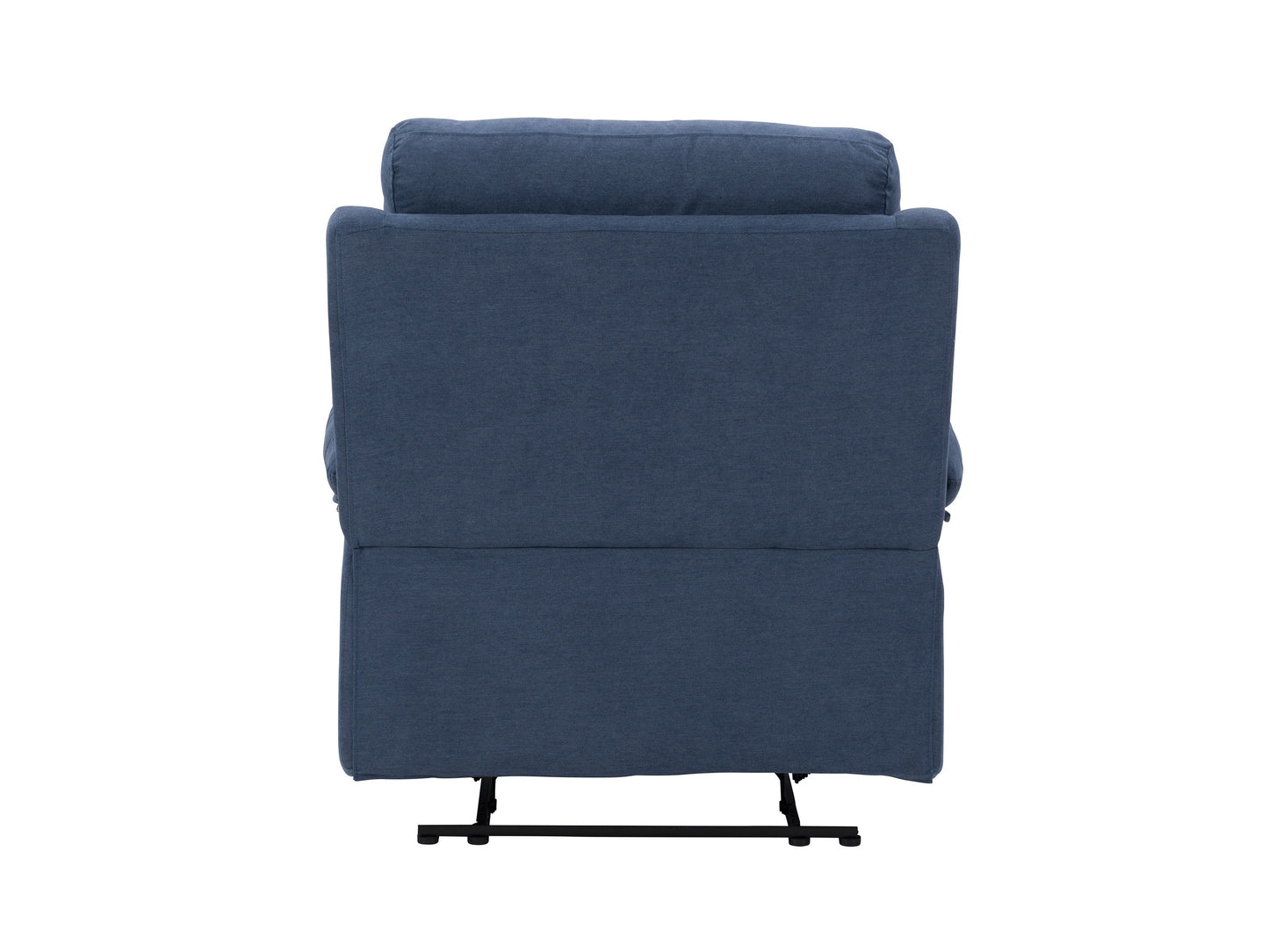 Extra wide blue recliner with plush cushions, ergonomic design, and durable fabric upholstery.