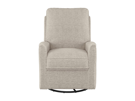 Beige swivel glider recliner chair with plush cushions and ergonomic design, perfect for modern living rooms.