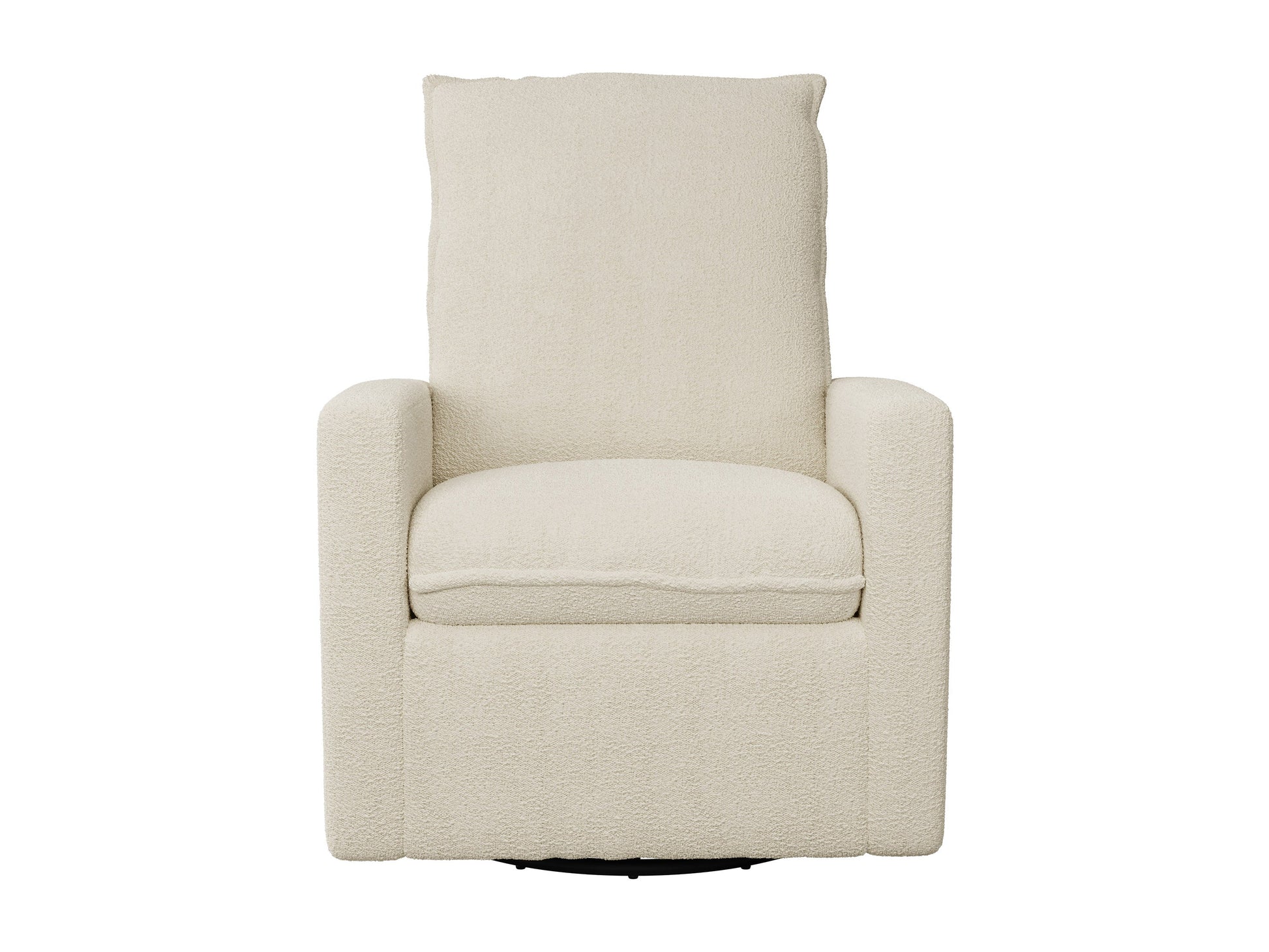 Cream boucle glider recliner chair with plush cushioning and modern design.