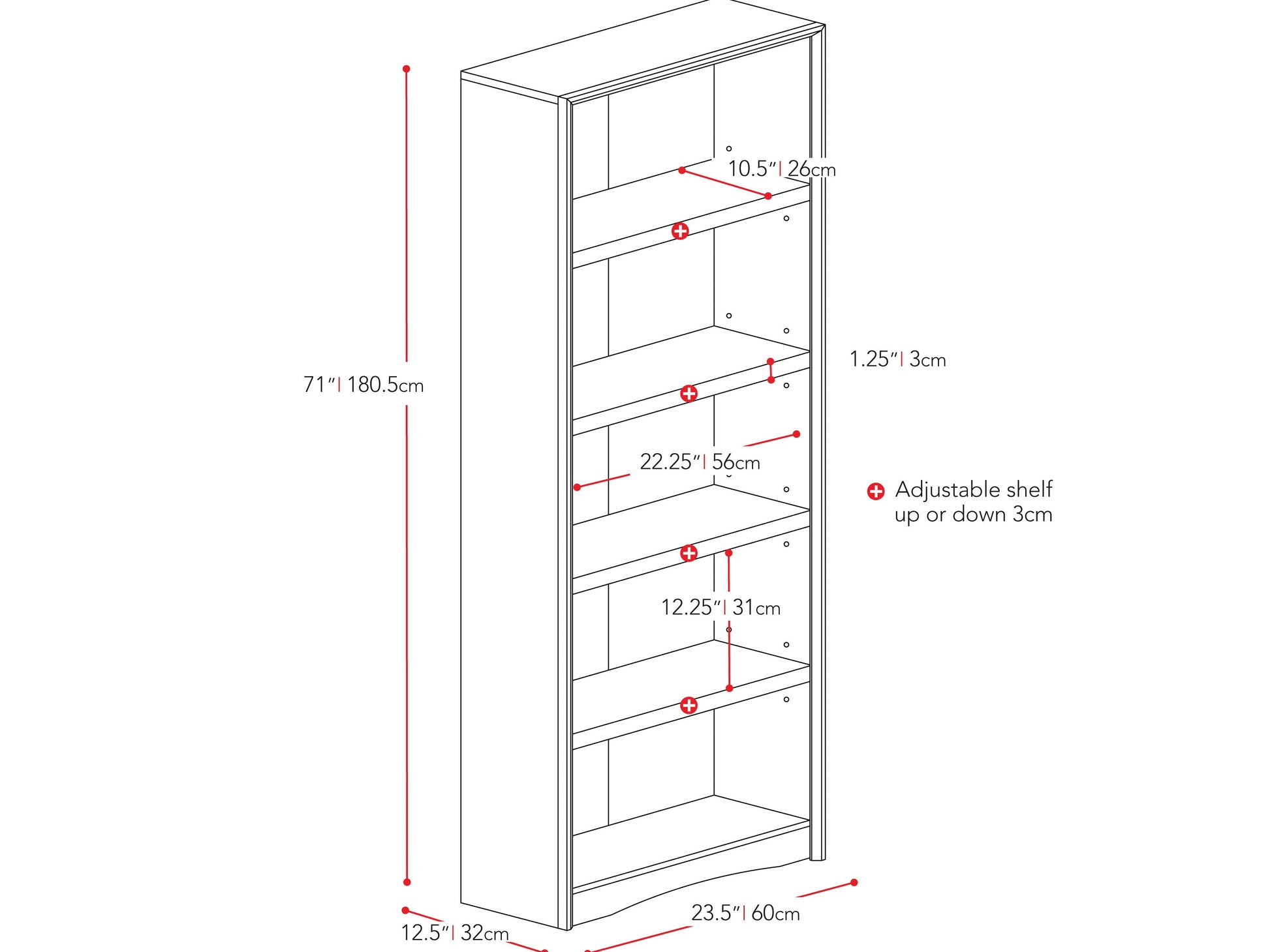 Black 5-shelf bookcase with sleek design, sturdy frame, and ample storage space for books and decor.