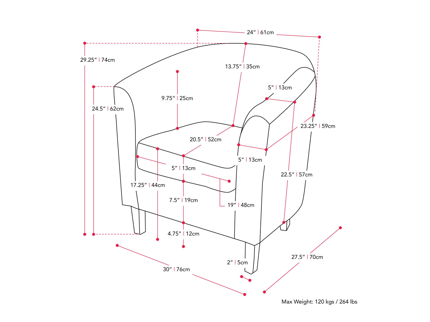 Grey tub accent chair with cushioned seat, wooden legs, and minimalist design.