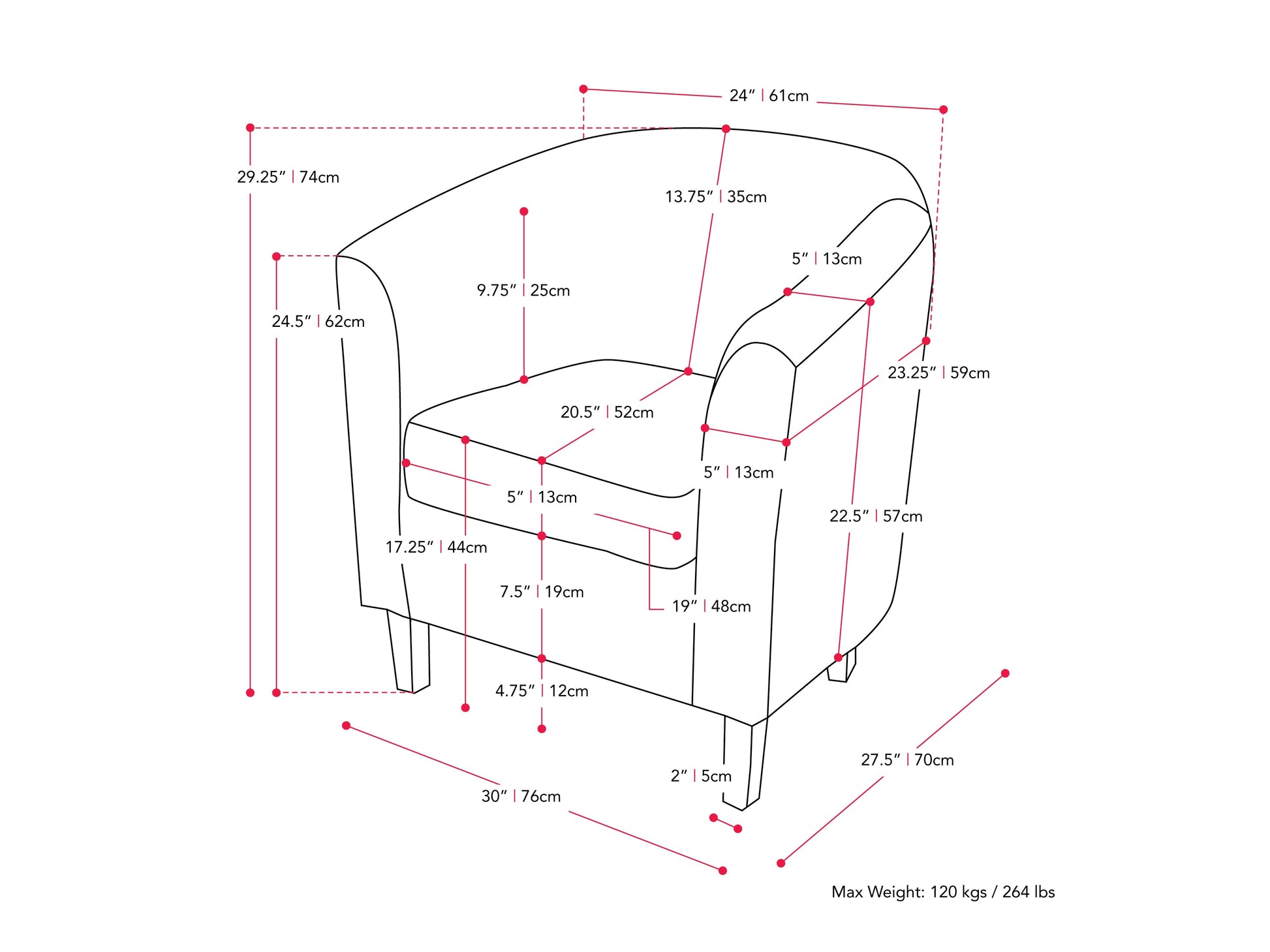 Grey tub accent chair with cushioned seat, wooden legs, and minimalist design.