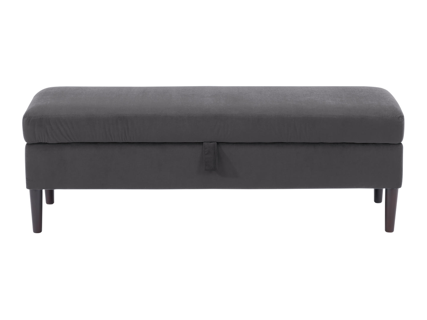 Dark Grey Velvet Storage Ottoman