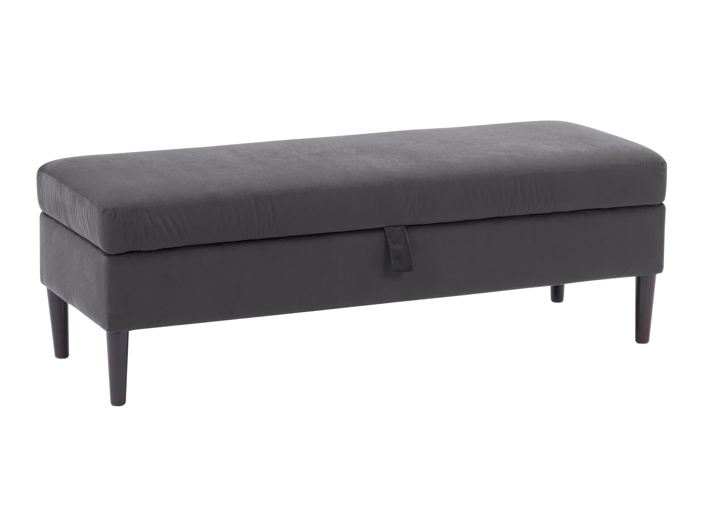 Dark Grey Velvet Storage Ottoman