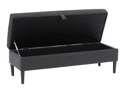 Dark Grey Velvet Storage Ottoman