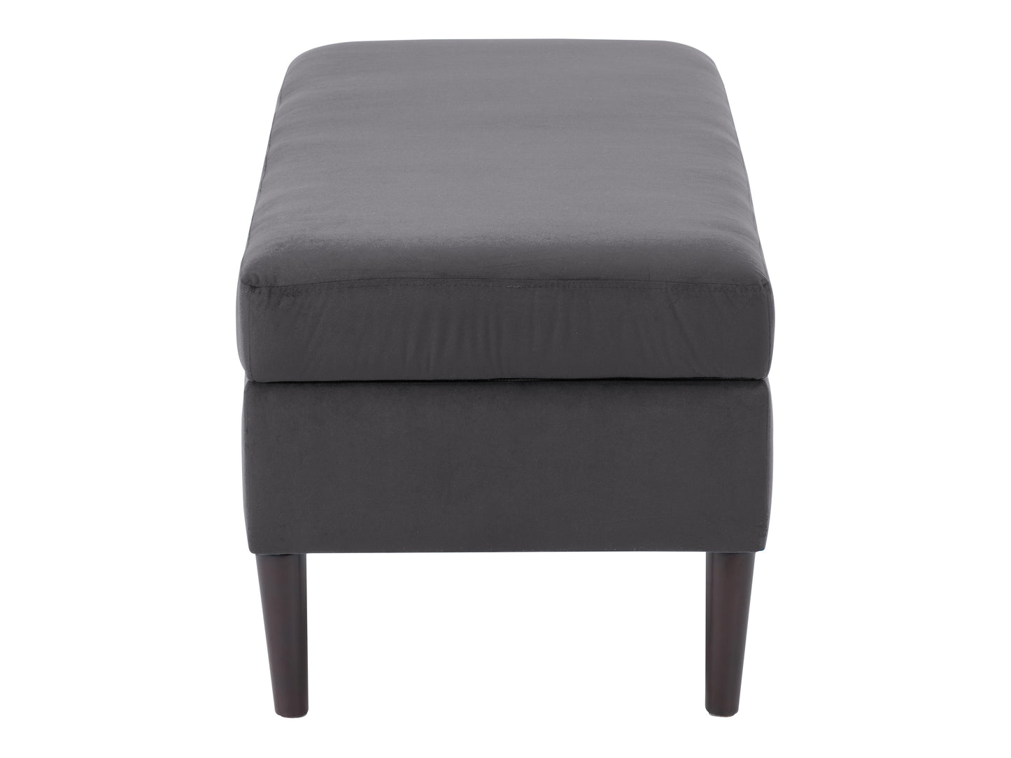 Dark Grey Velvet Storage Ottoman