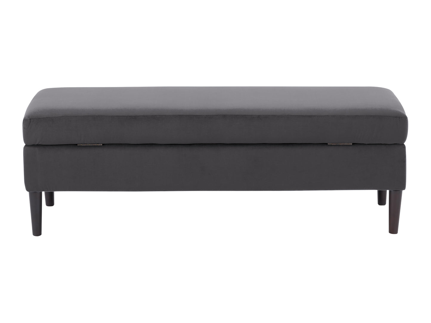 Dark Grey Velvet Storage Ottoman