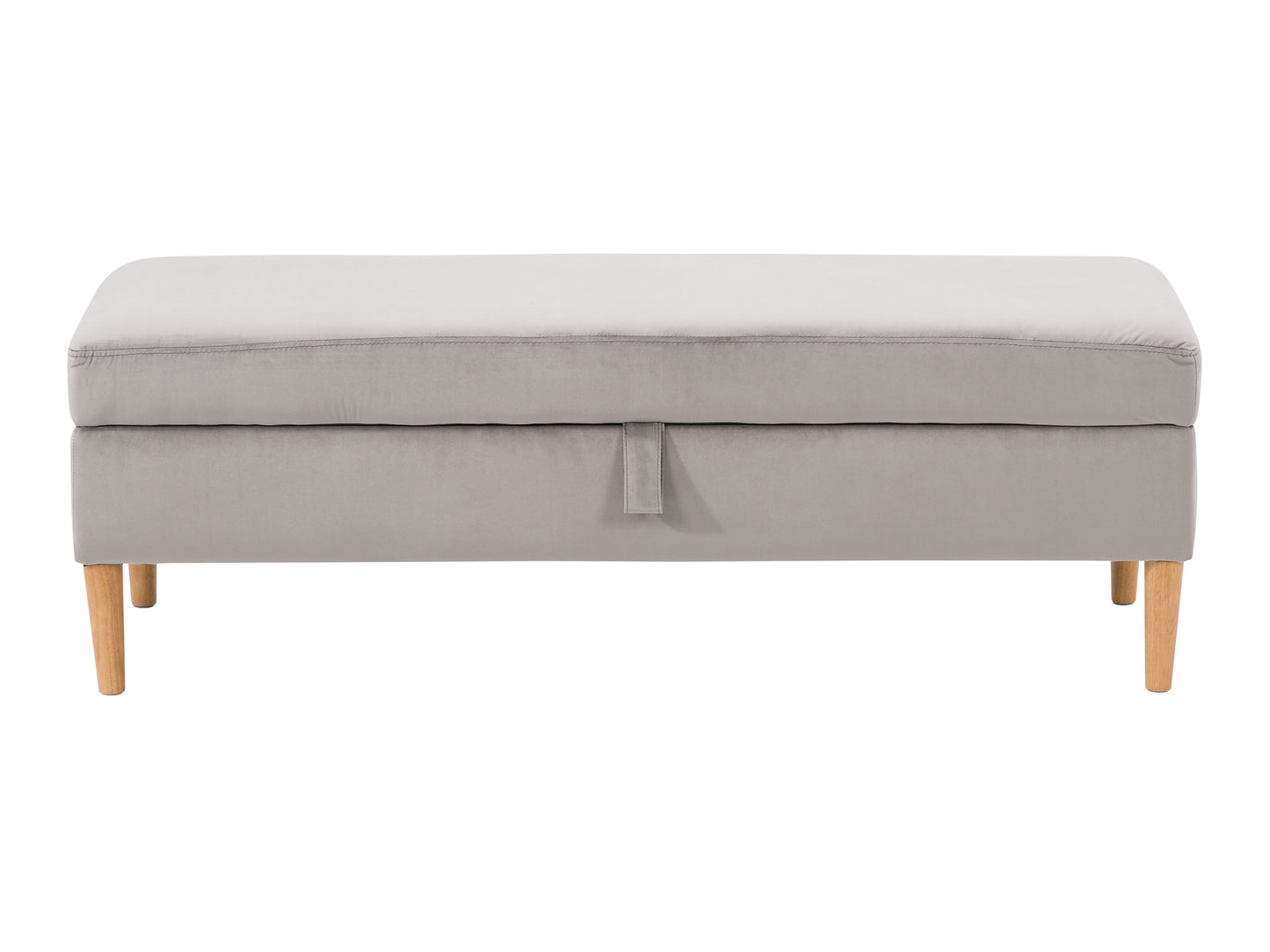 Light Grey Velvet Storage Ottoman