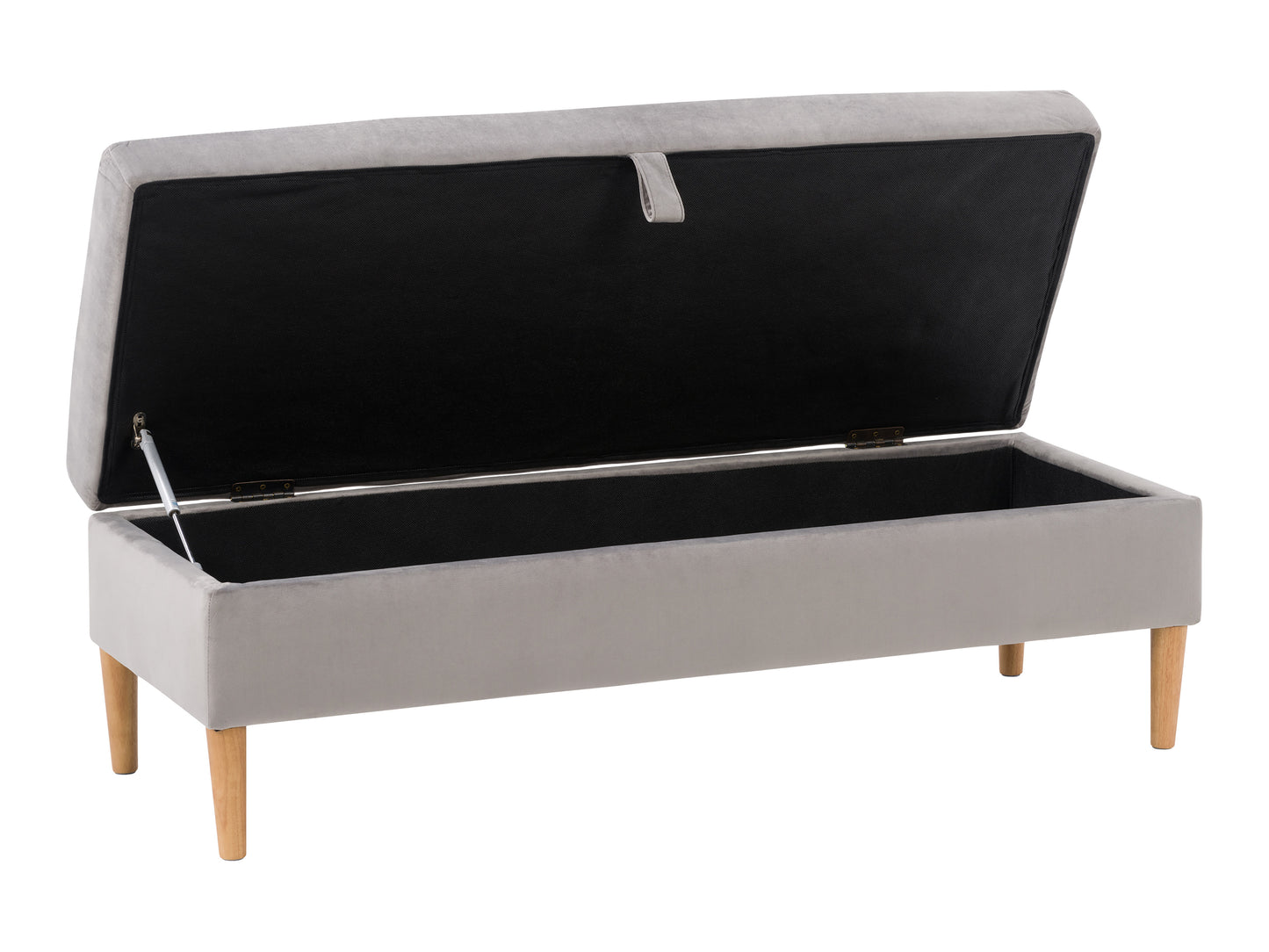 Light Grey Velvet Storage Ottoman