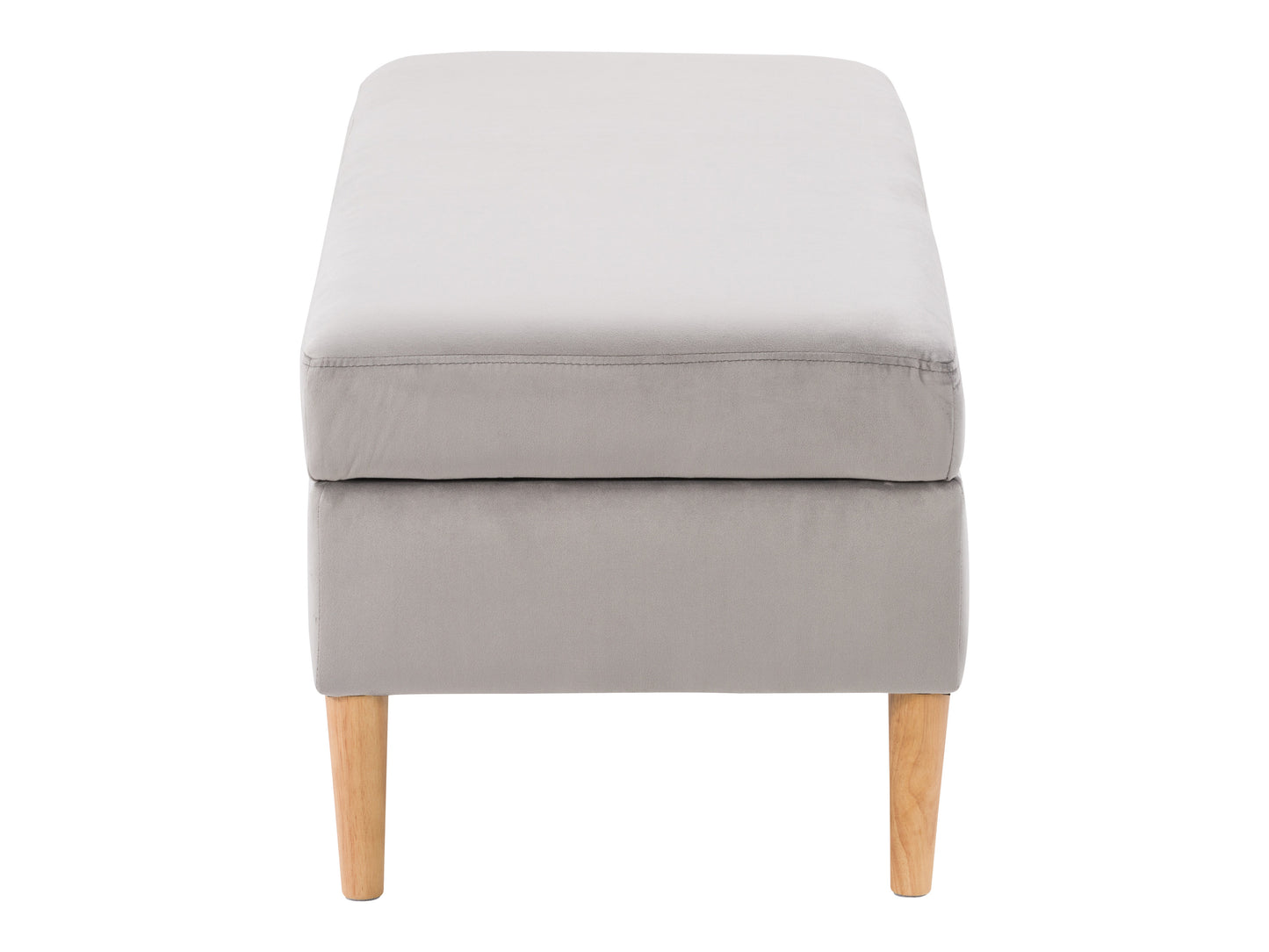 Light Grey Velvet Storage Ottoman