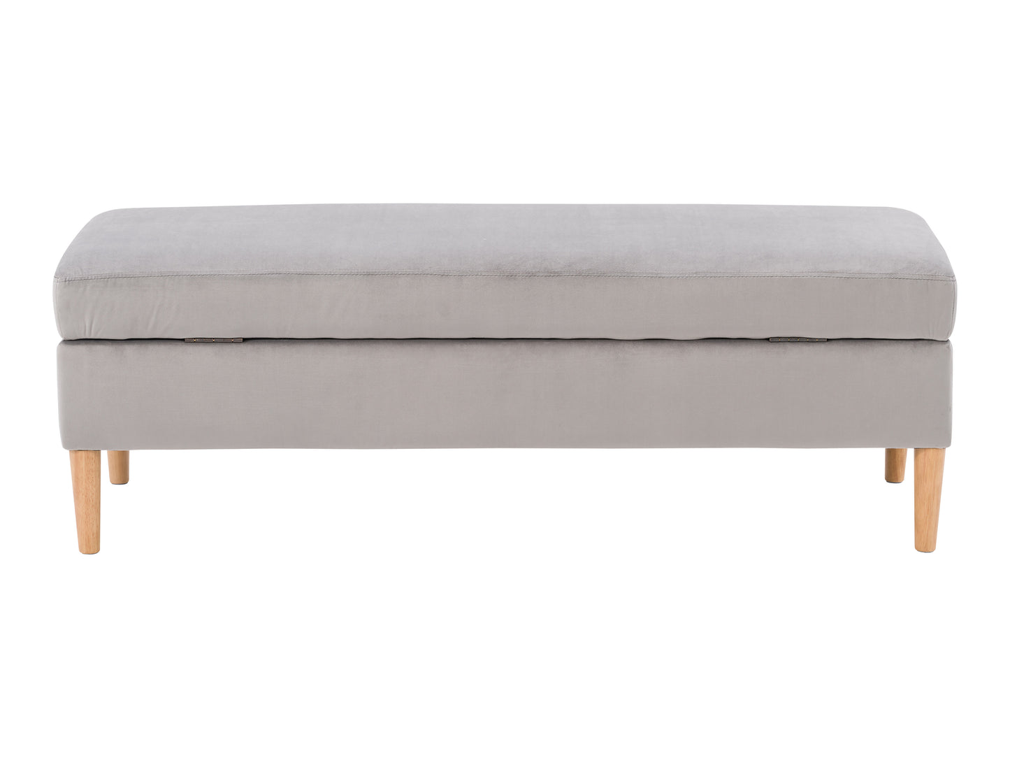 Light Grey Velvet Storage Ottoman