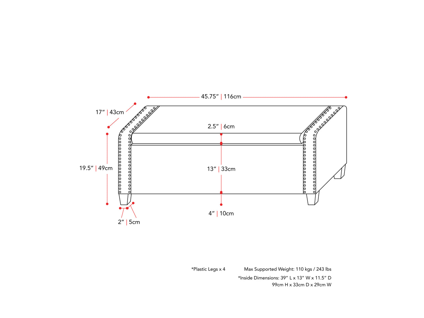 Beige Storage Bench